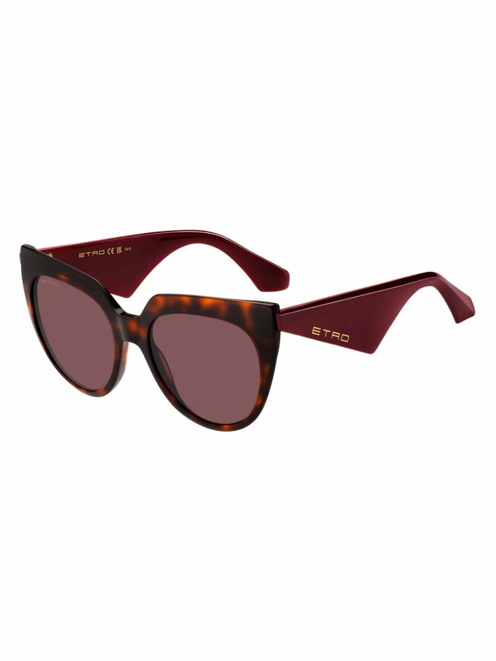 NEW!! Etro ETRO0003/S 0086U1 Tortoiseshell Front  Burgundy Cat-Eye Sunglasses